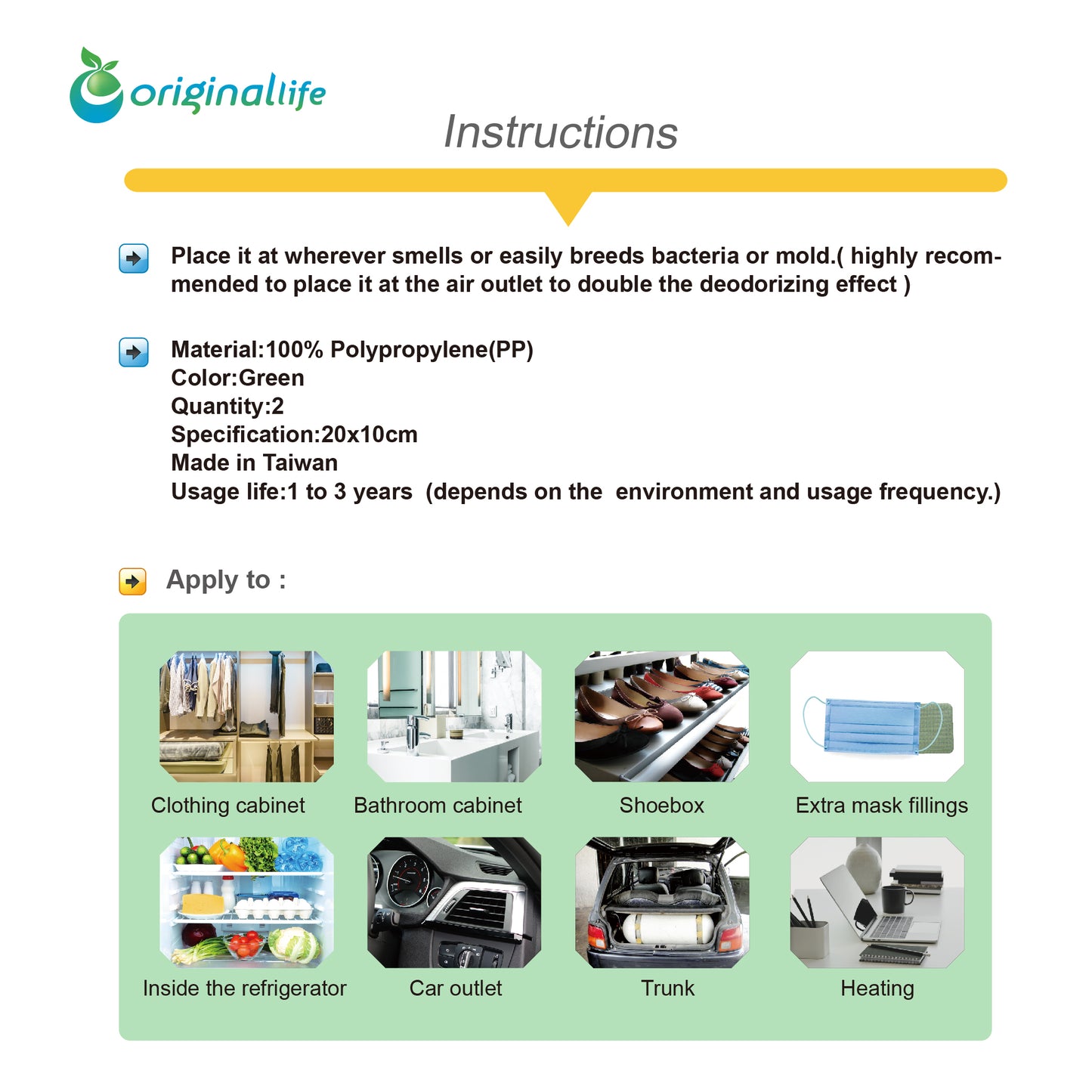 Originallife Air Purifying Pack Washable Lightweight Size Non-toxic Material 2pcs
