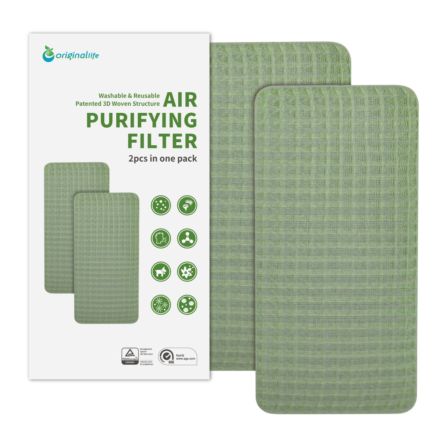 Originallife Washable Refrigerator Air Filter with Patented Technology to Neutralize Food Odors, 7.9" x 3.7" , 2pcs