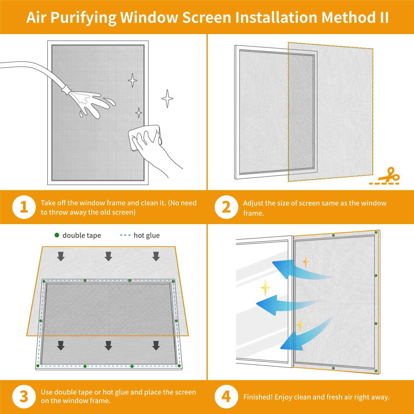 Originallife Air Purifying Windows Screen | For Windows, Doors and Patio Screen | High Visibility and Durable | Easy to DIY | 236"x21" (55 Mesh)