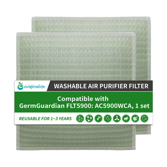 Originallife Washable Reusable Air Purifier Filter Replacement HEPA for GermGuardian FLT5900: AC5900WCA, 1 set